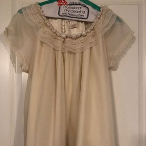 Zoe D Ivory blouse w embellished neckline size Med